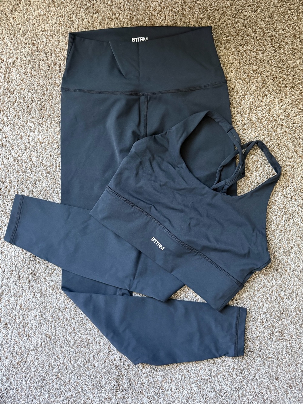 BetterMe Black High-Waist Pilates Leggings & Strappy Sports Bra Set | Size M